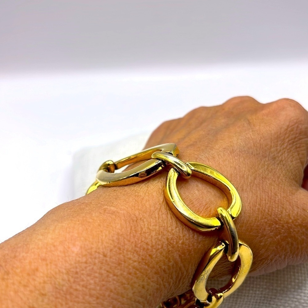 Gold Tone  Oversized Chain Link Toggle Bracelet Chunky